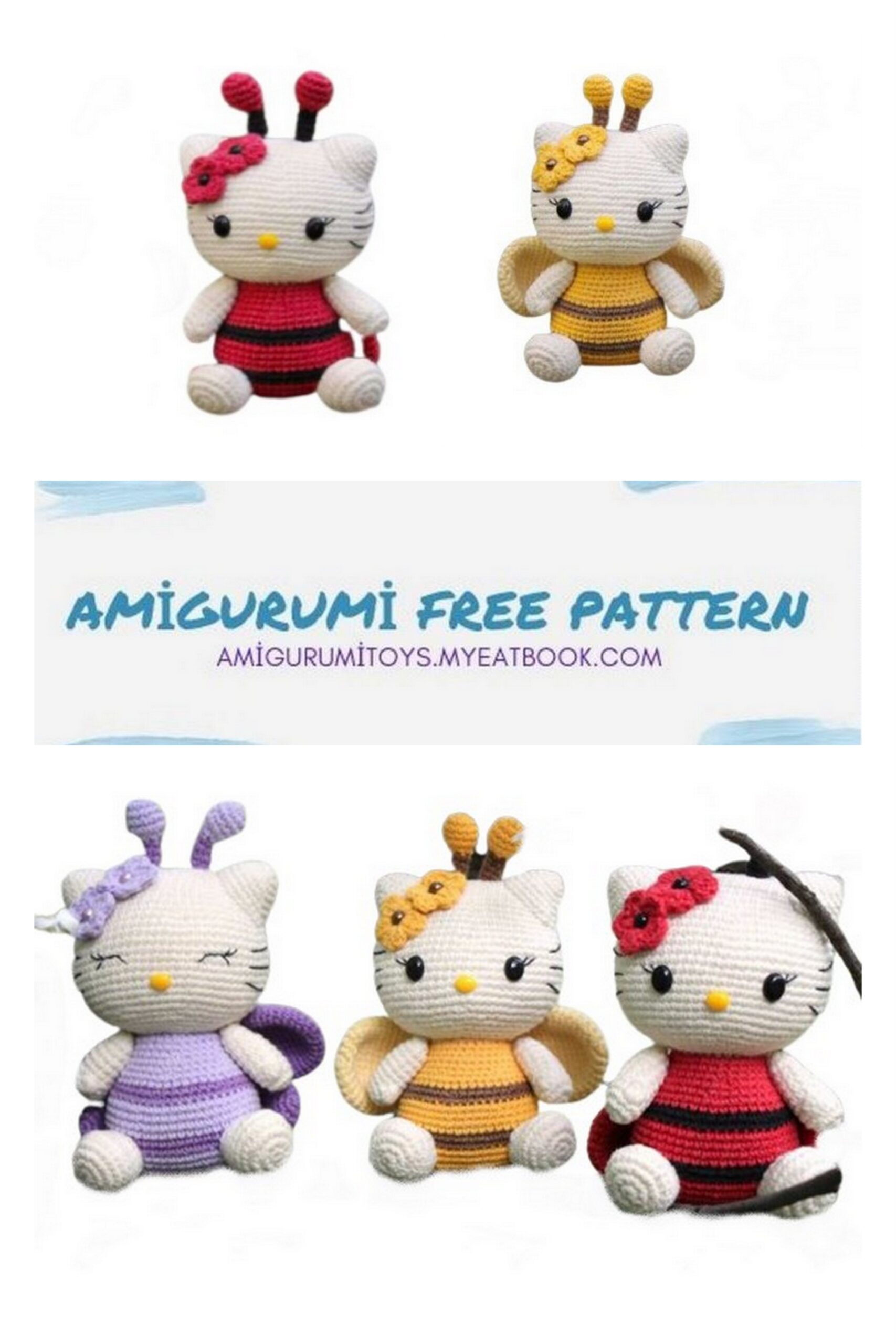 290, Hello Kitty Cat Free Amigurumi Pattern (3/3), Crochet Amigurumi  Character