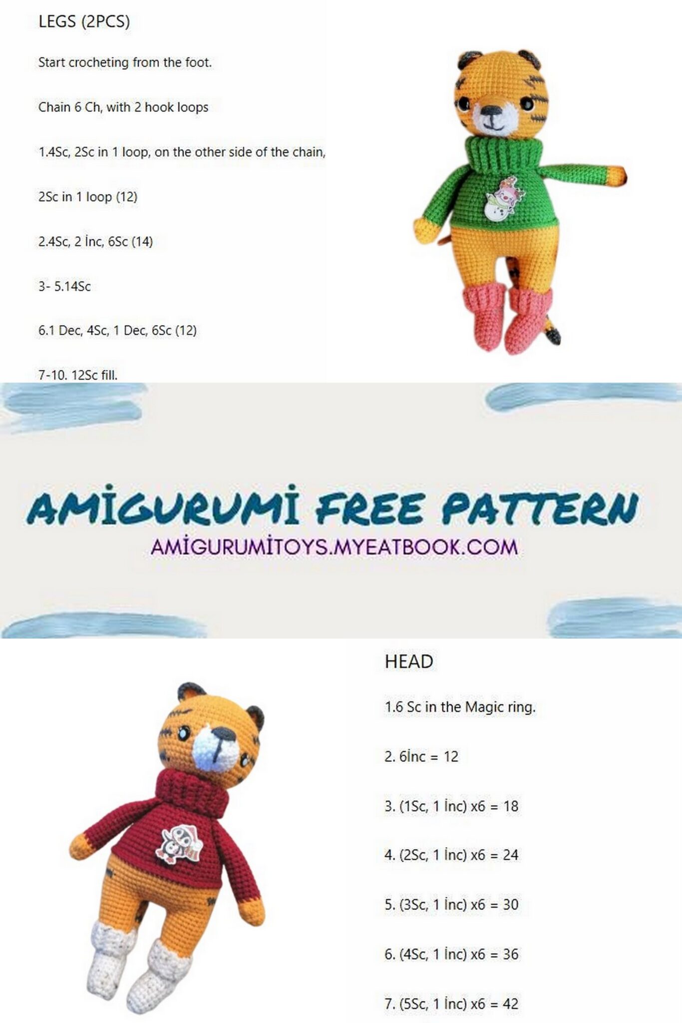 Amigurumi Big Tiger Free Pattern – Amigurumi Patterns
