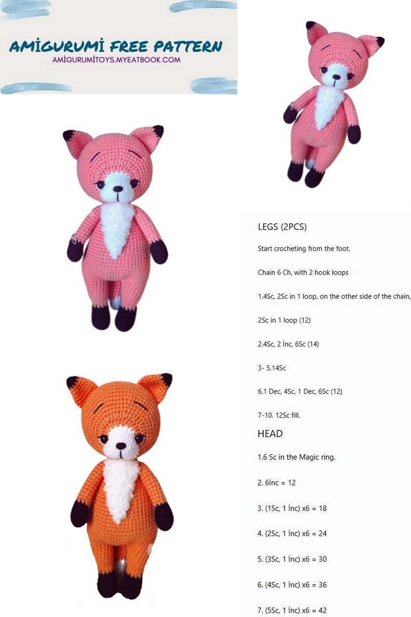 Amigurumi Big Fox Free Pattern - Amigurumi Patterns