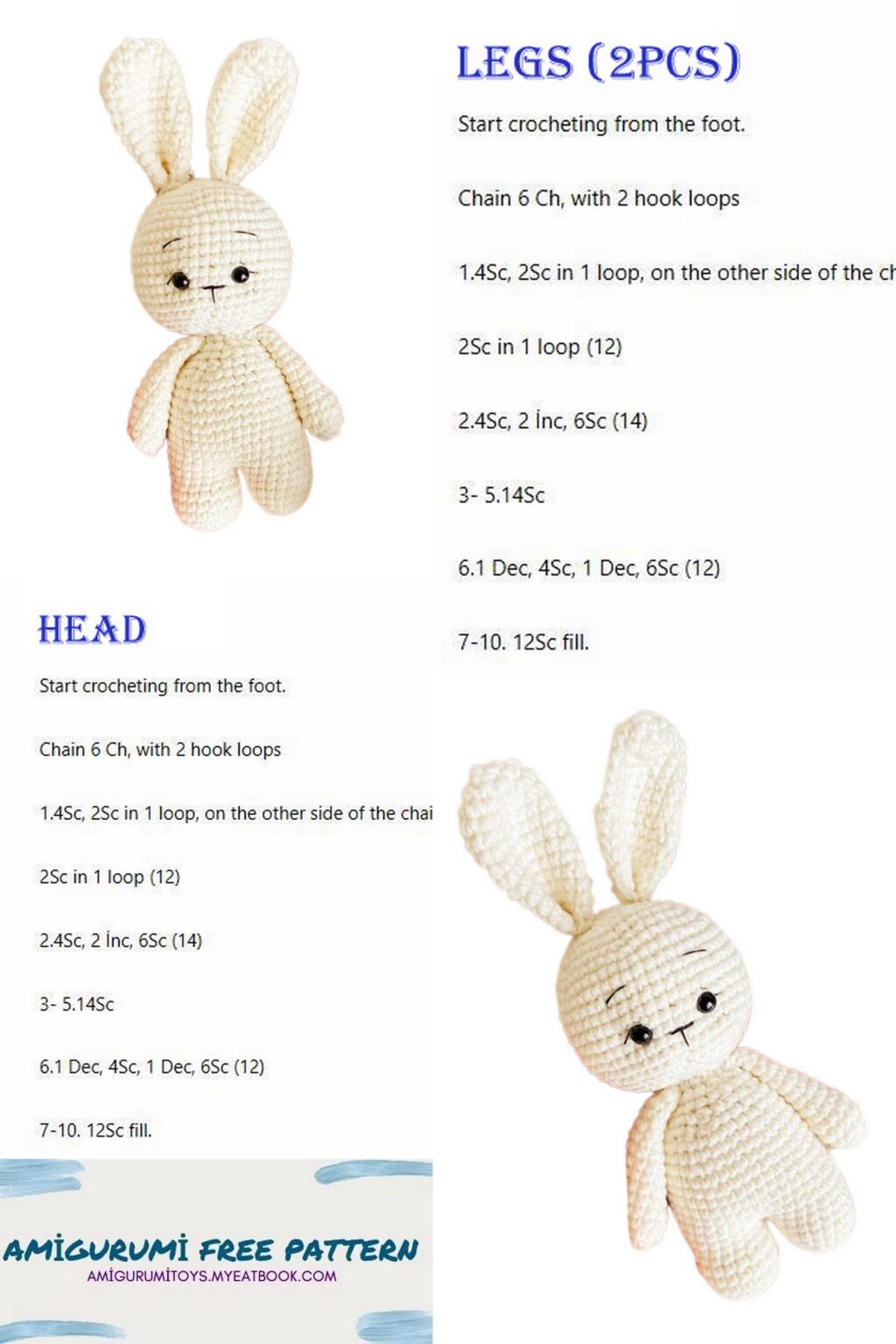 Amigurumi Beginner Bunny Crochet Free Pattern - Amigurumi Patterns