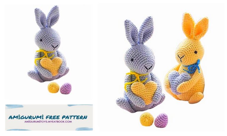 Crochet Easter Bunny and Heart Amigurumi Free Pattern