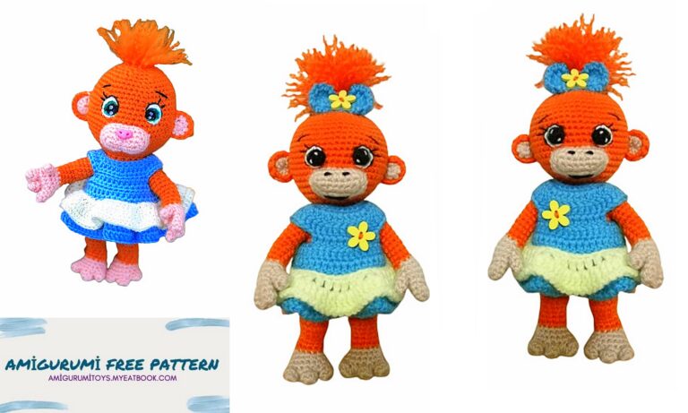 Crochet Monkey in dress Free Pattern