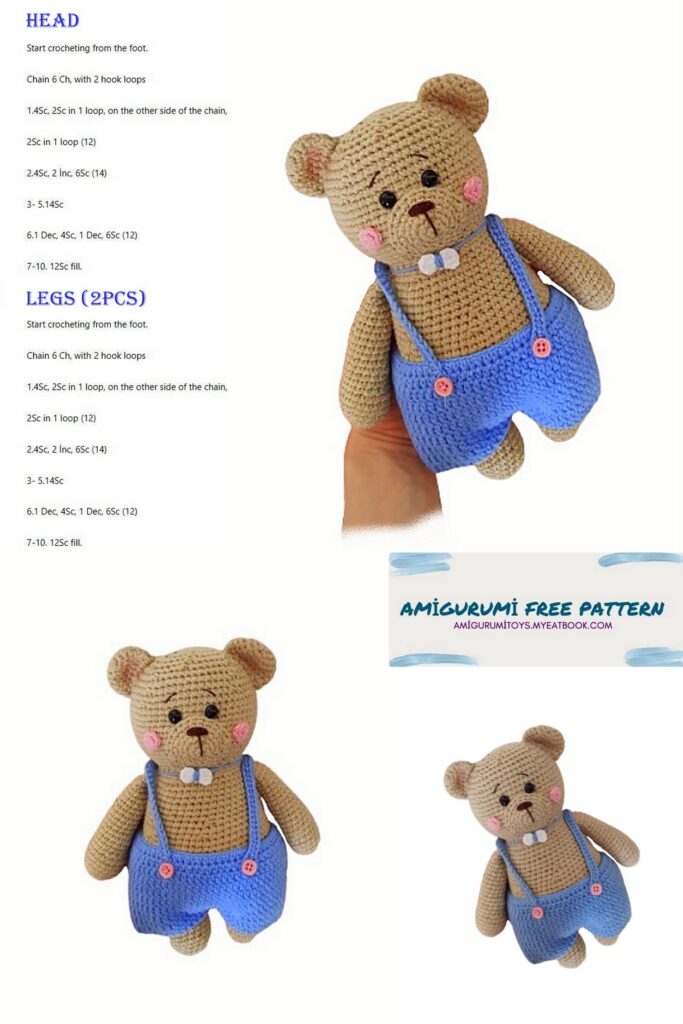 Teddy Bear in Pants Crochet Pattern